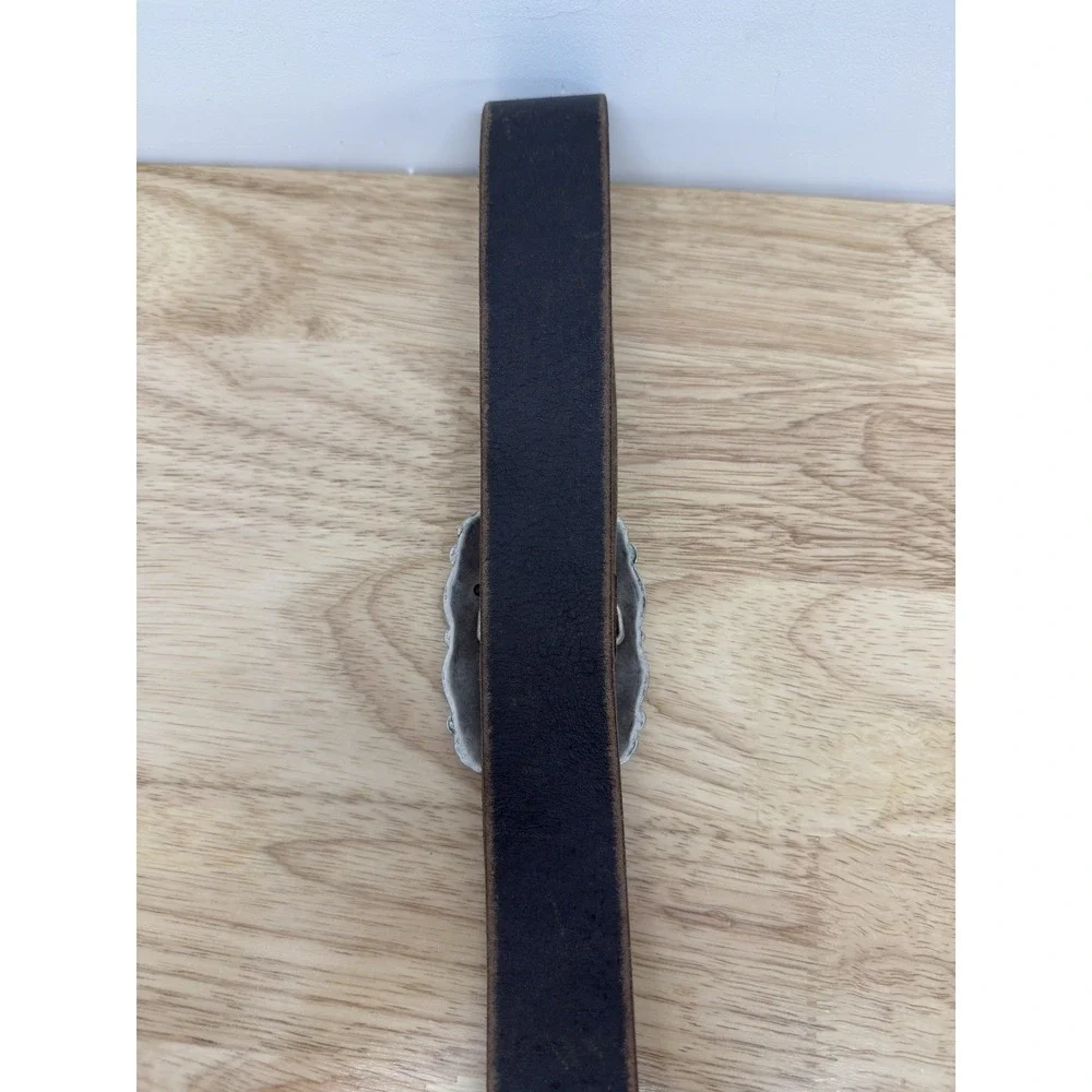 Fossil Women's Brown Soft Leather‎ Rhinestone Buckle Belt Small #14